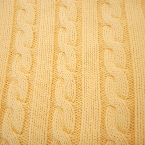LL Bean Cable Knit Pullover Sweater Women's S (approx) Yellow Fisherman Knit - Picture 7 of 8